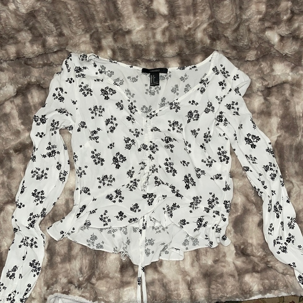 White floral blouse